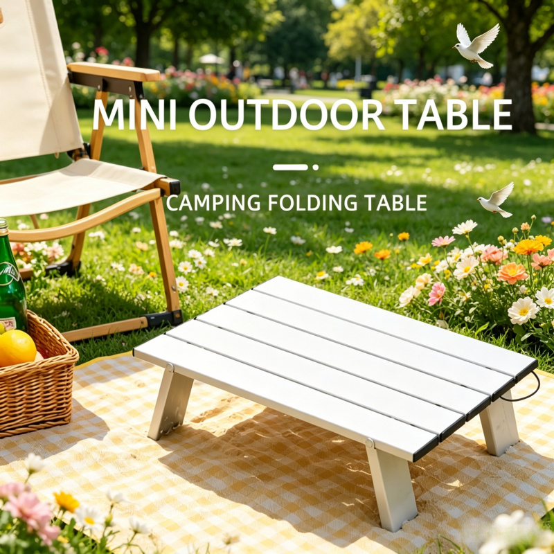 Outdoor Furniture Ofo - Portable Aluminum Roll Top Camping Table,