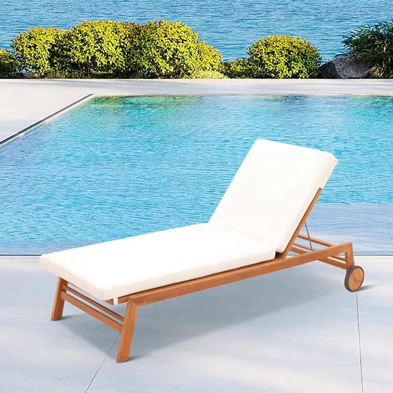 Outdoor Furniture Teak Wood - Comfty Modern Garden Patio Chaise Lounge