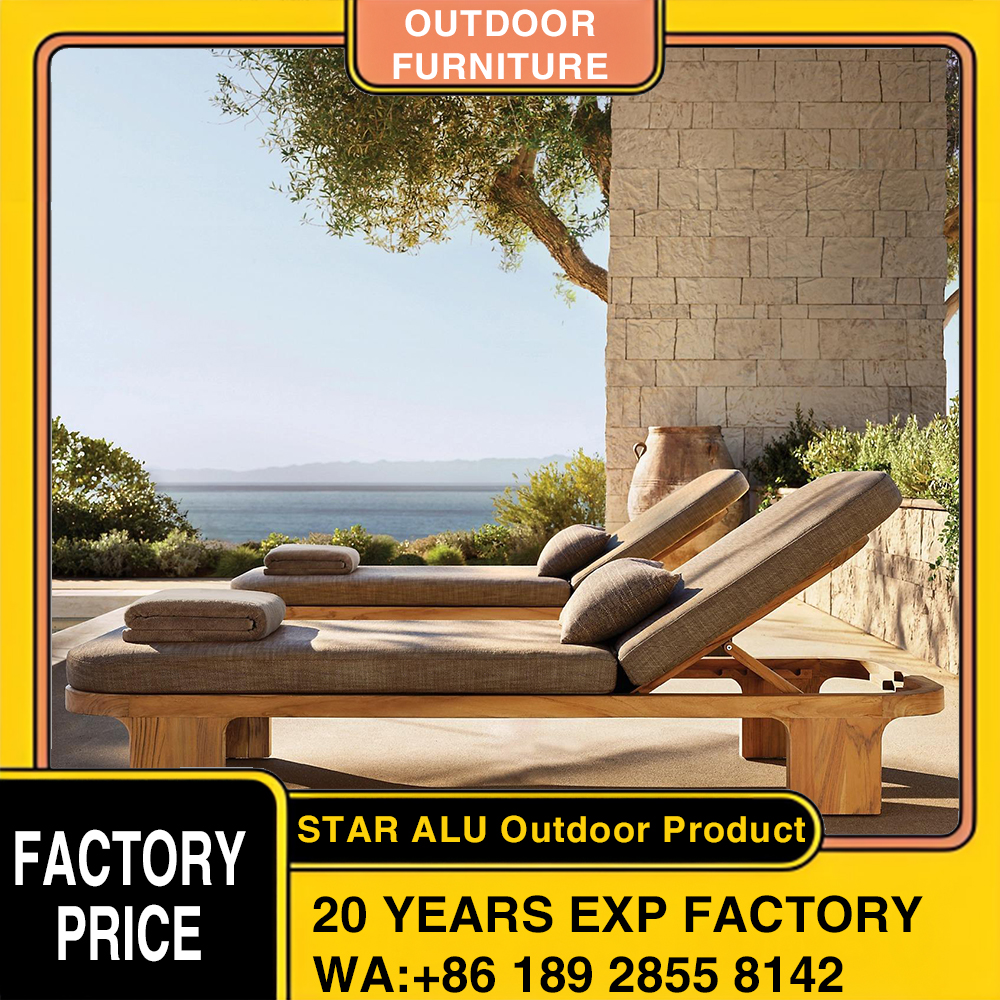 Outdoor Furniture Teak Wood - Custom Teak Wood Patio Lounger Modern