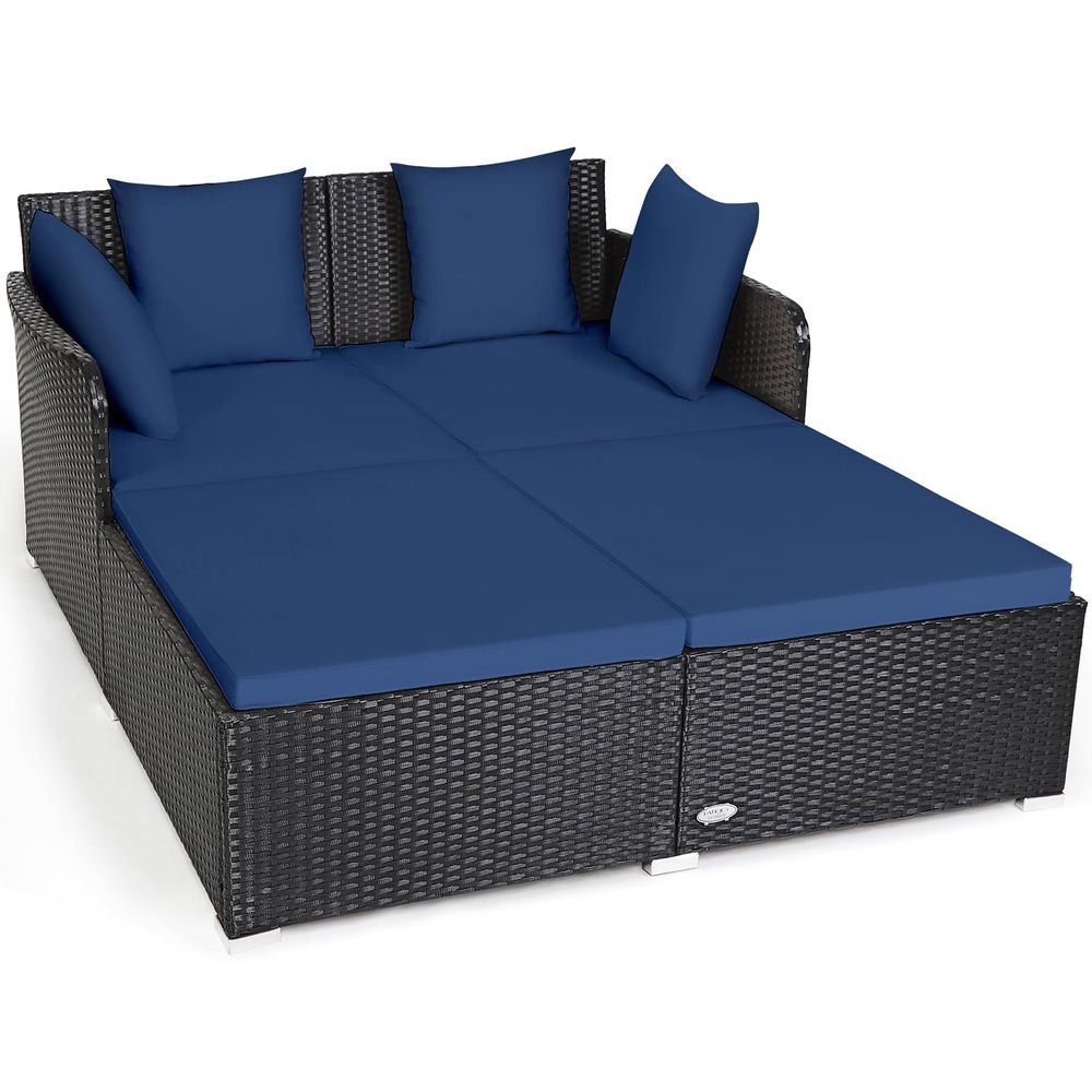 Outdoor Furniture Sofa - Outdoor Patio Rattan Daybed, Sponge Cushioned
