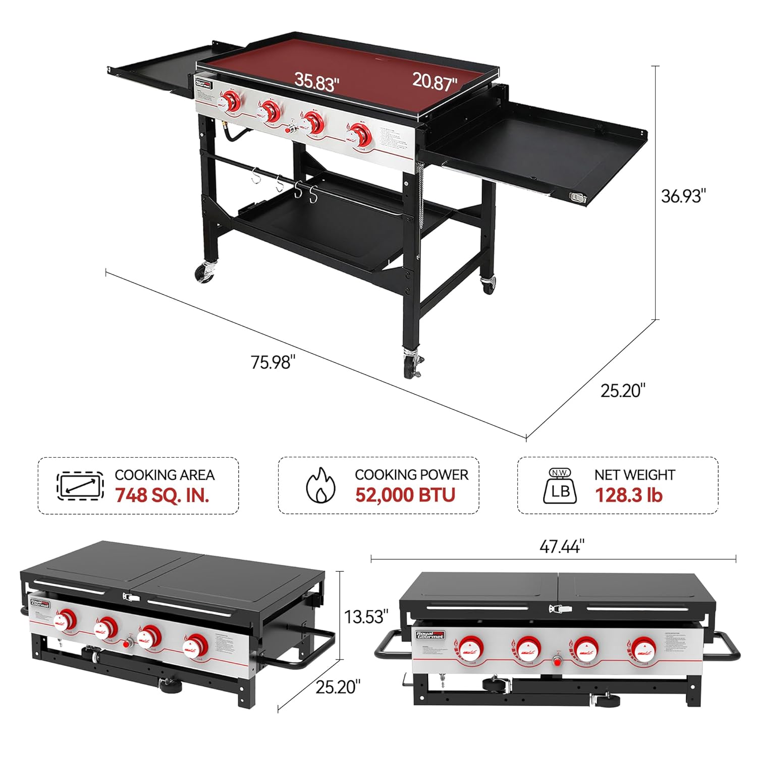 4-Burner 36in Propane Gas Grid - Outdoor Furniture Legs のレビューと価格