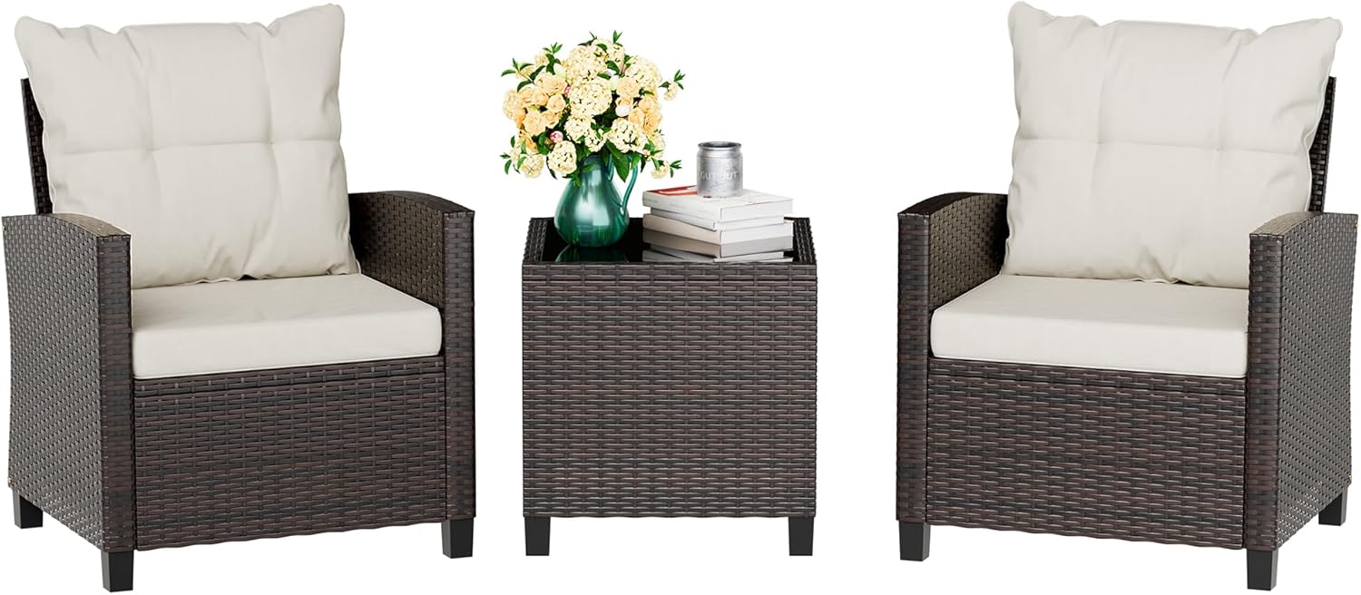 Beige compact 3-piece rattan w - Outdoor Furniture Sofa のレビューと価格