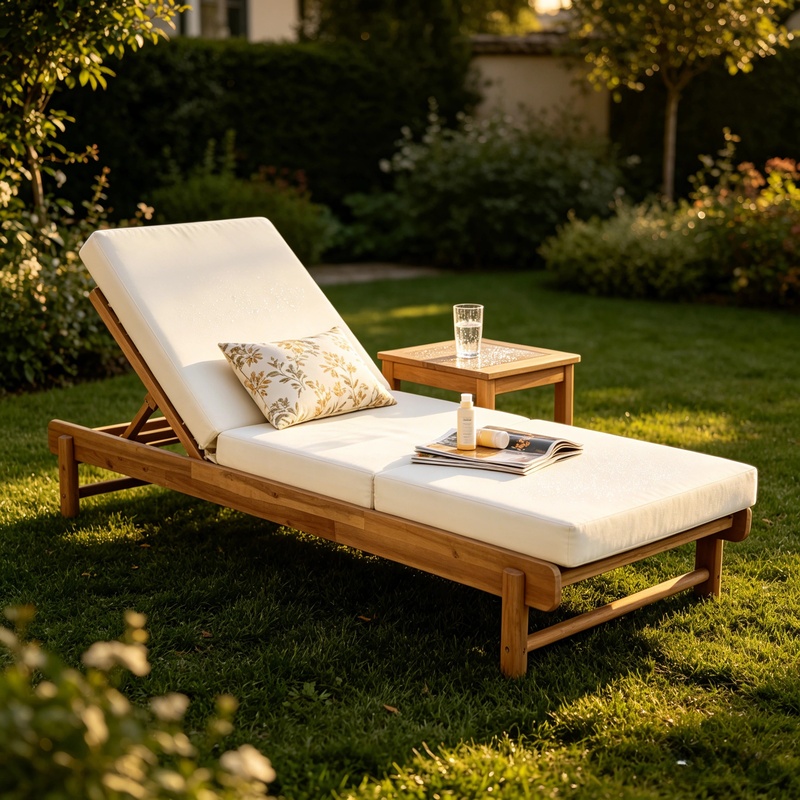 Light Teak Acacia Wood Chaise  - Outdoor Furniture Teak Wood のレビューと価格