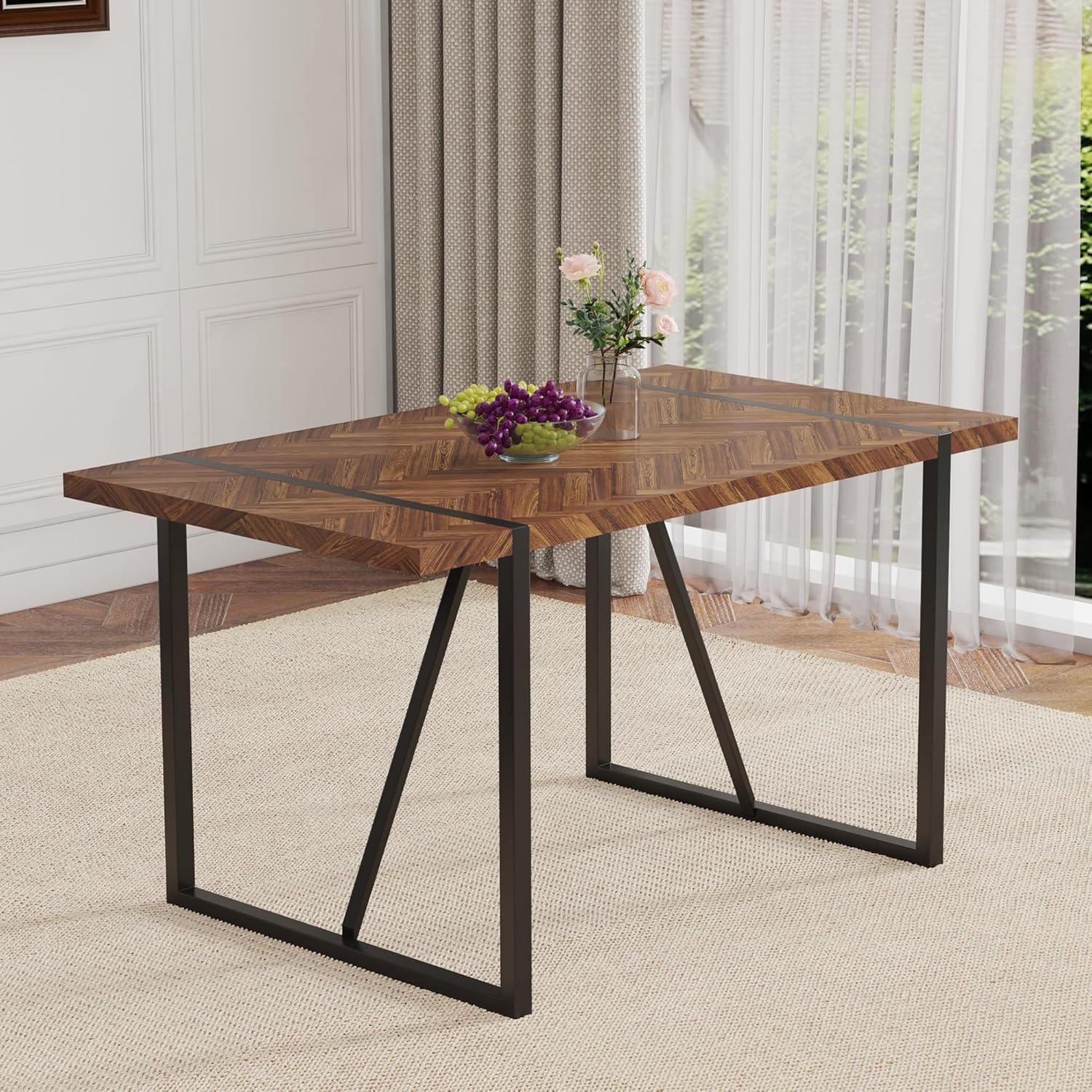 Retro Dining Table Dark Wood T - Outdoor Furniture Legs のレビューと価格