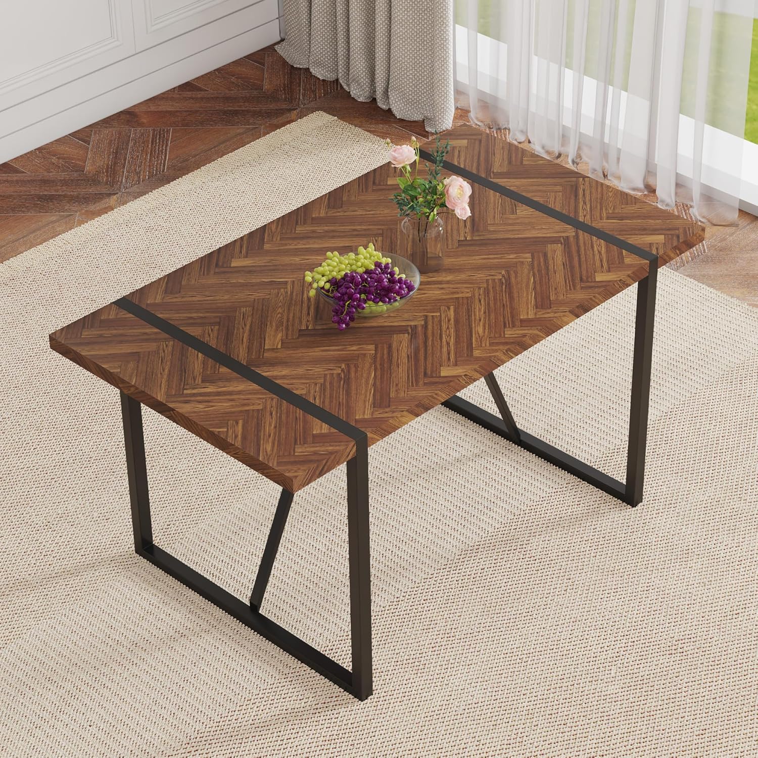 Retro Dining Table Dark Wood T - Outdoor Furniture Legs のレビューと価格