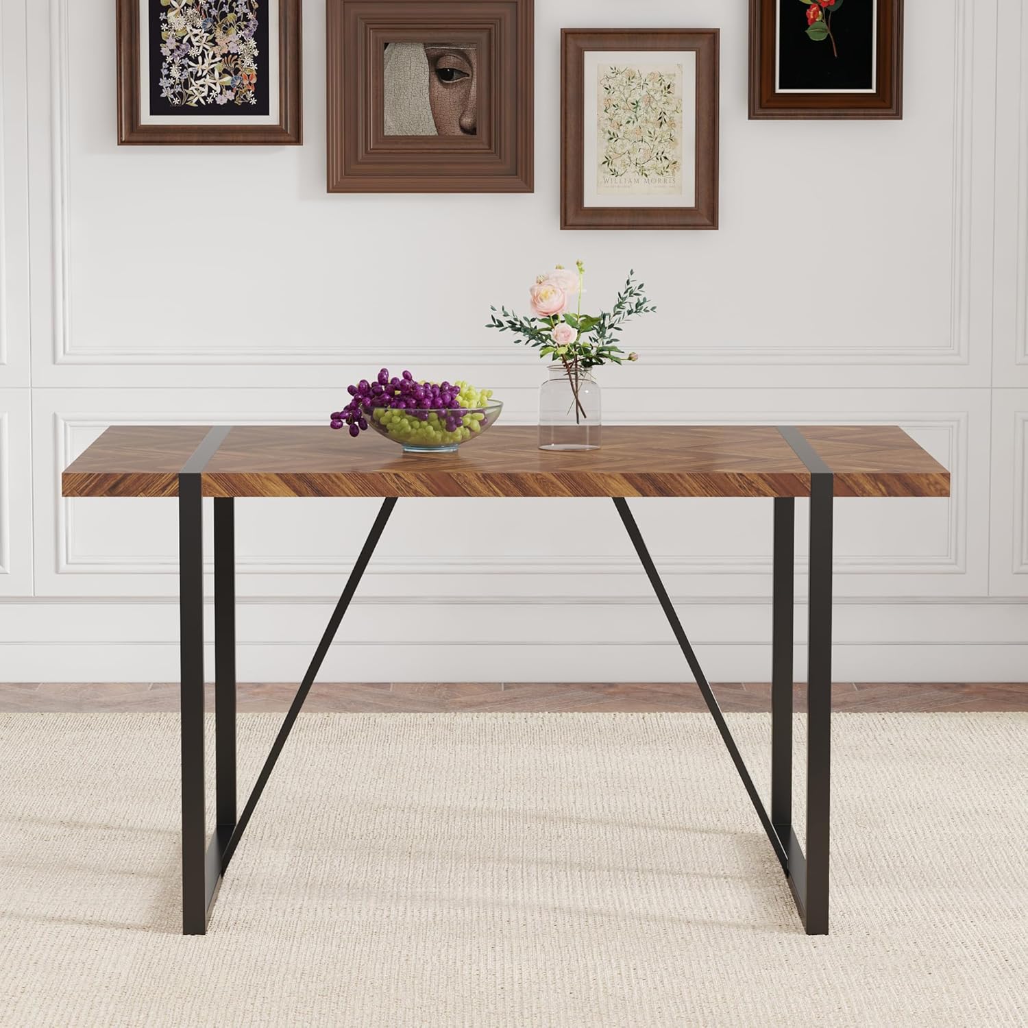 Retro Dining Table Dark Wood T - Outdoor Furniture Legs のレビューと価格