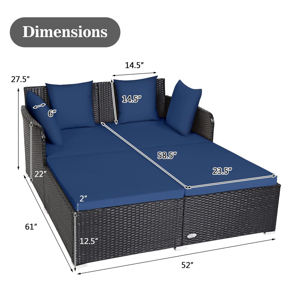 Outdoor Patio Rattan Daybed, S - Outdoor Furniture Sofa のレビューと価格