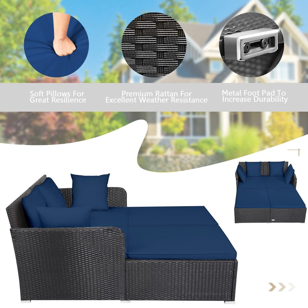 Outdoor Patio Rattan Daybed, S - Outdoor Furniture Sofa のレビューと価格