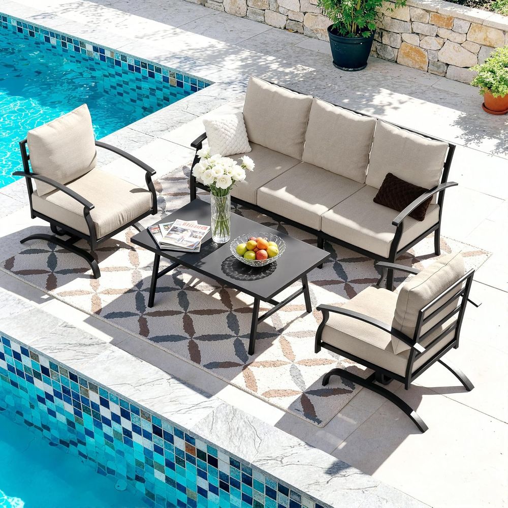 4-Piece Metal Outdoor Patio Fu - Outdoor Furniture Ofo のレビューと価格
