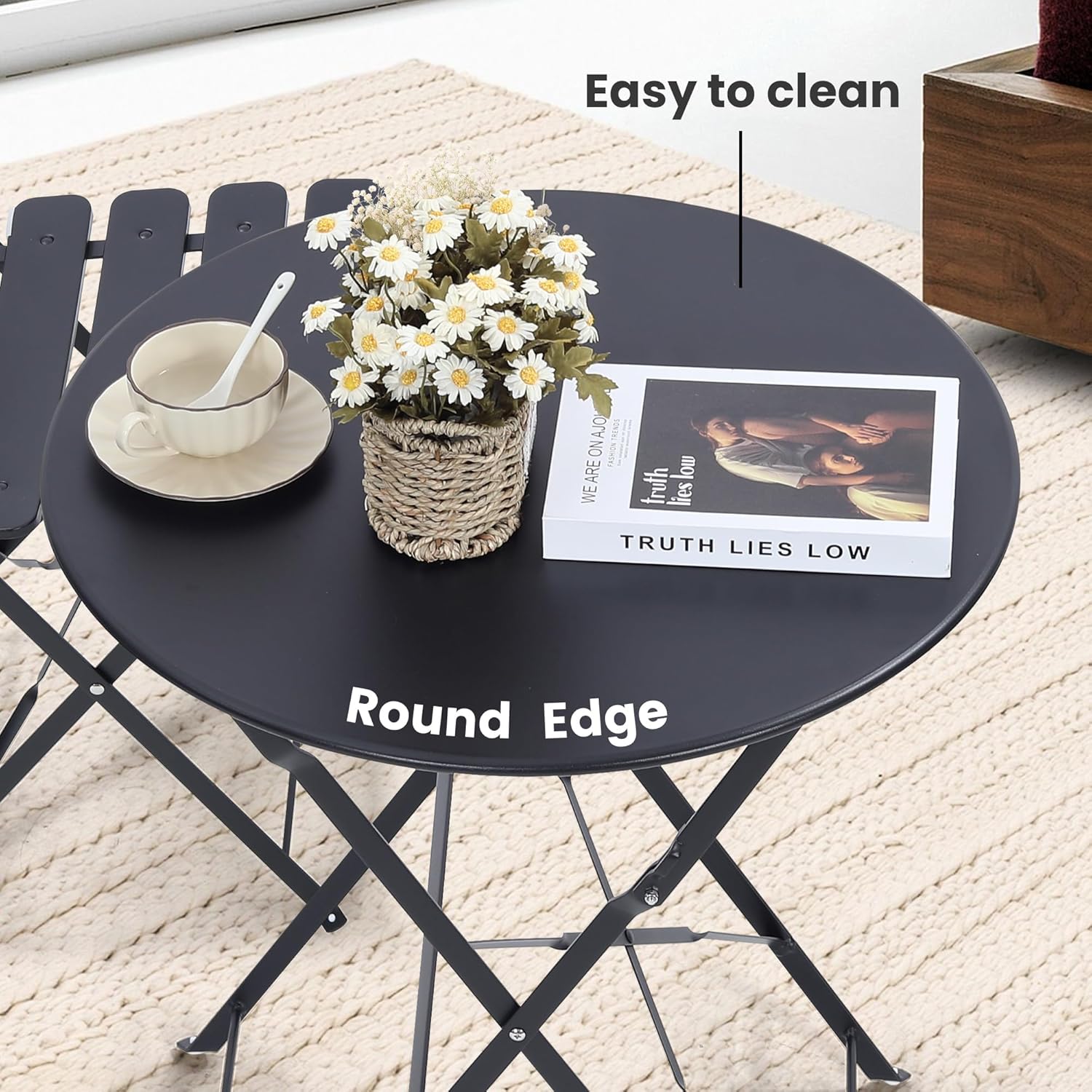 Space-saving black 3-piece fol - Outdoor Furniture Sofa のレビューと価格