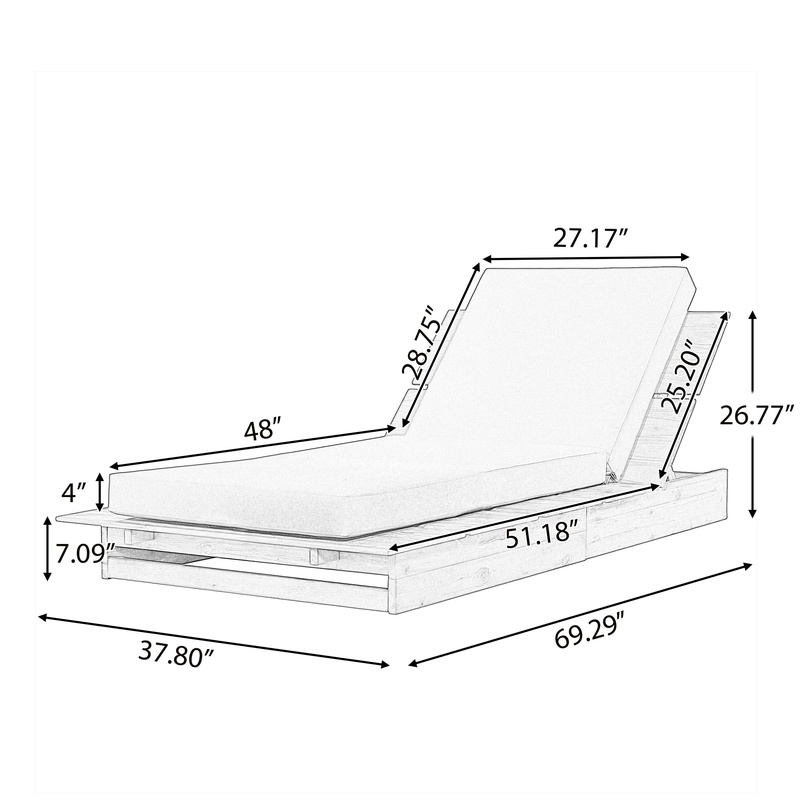 Acacia Wood Chaise Lounge with - Outdoor Furniture Teak Wood のレビューと価格